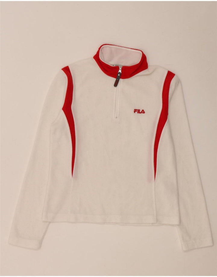 Fila Womens Zip Neck Top Long Sleeve UK 8 Small White Colourblock Polyester