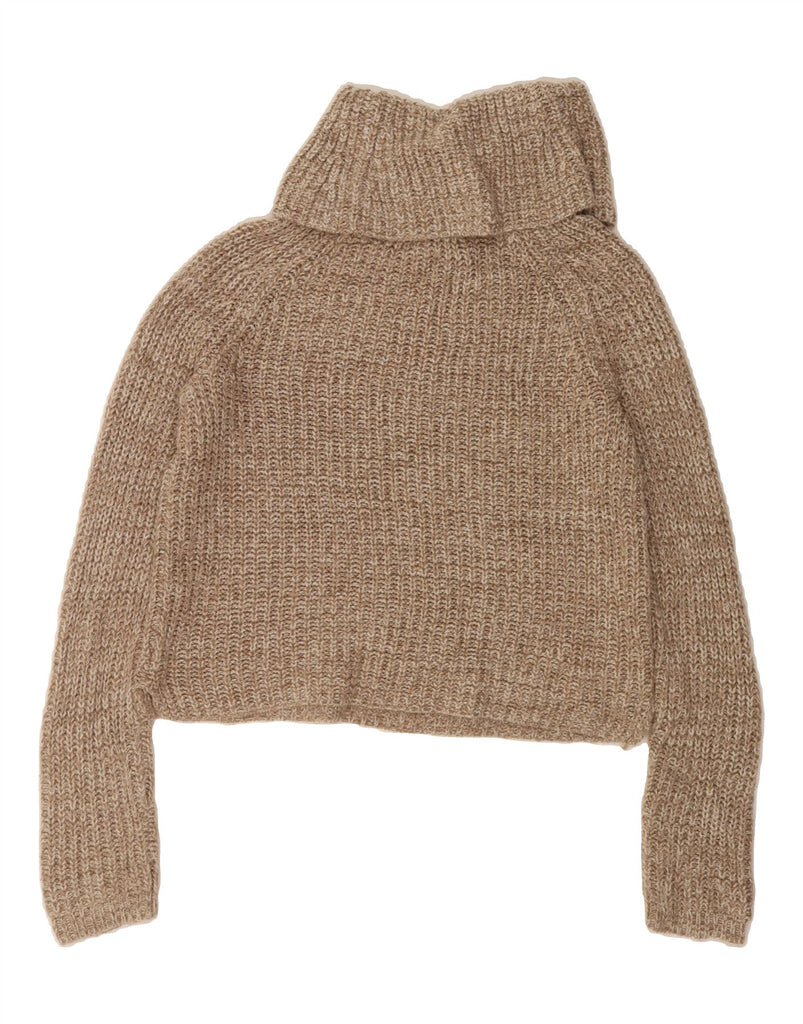 MOSSIMO Womens Oversized Crop Roll Neck Jumper Sweater UK 10 Small Beige Vintage Mossimo and Second-Hand Mossimo from Messina Hembry 