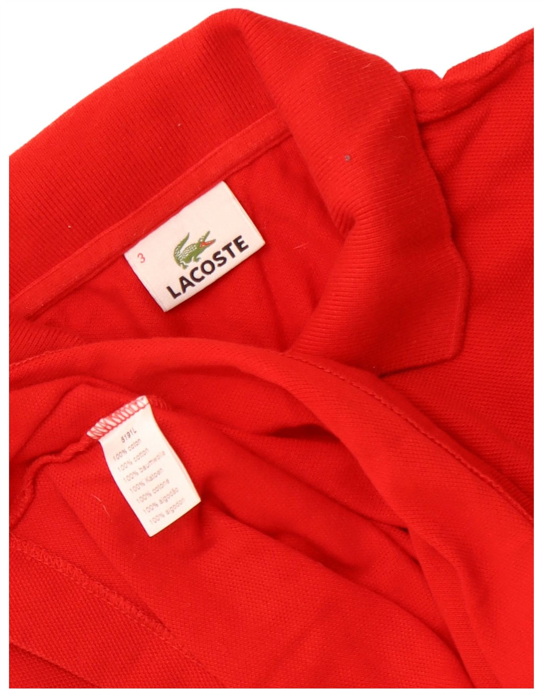 LACOSTE Mens Polo Shirt Size 3 Small Red Cotton