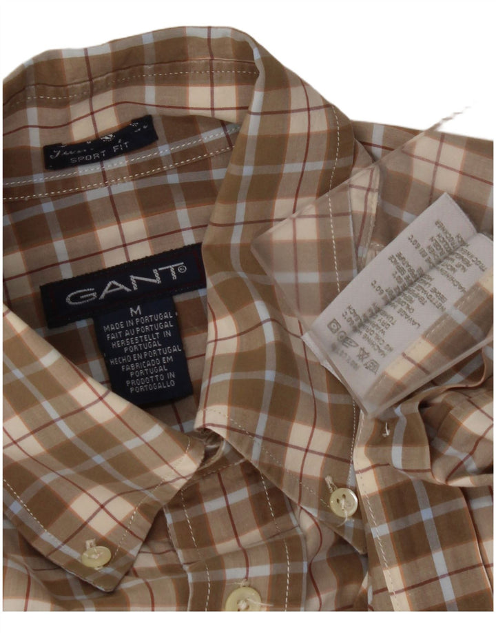 GANT Mens Shirt Medium Beige Check Cotton