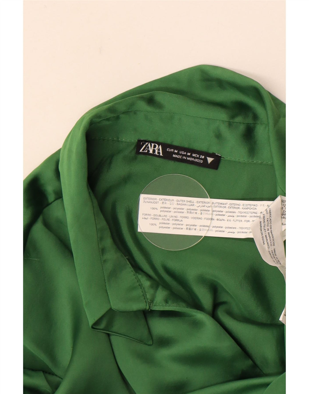 Zara Womens Long Sleeve Shirt Dress UK 12 Medium Green Polyester