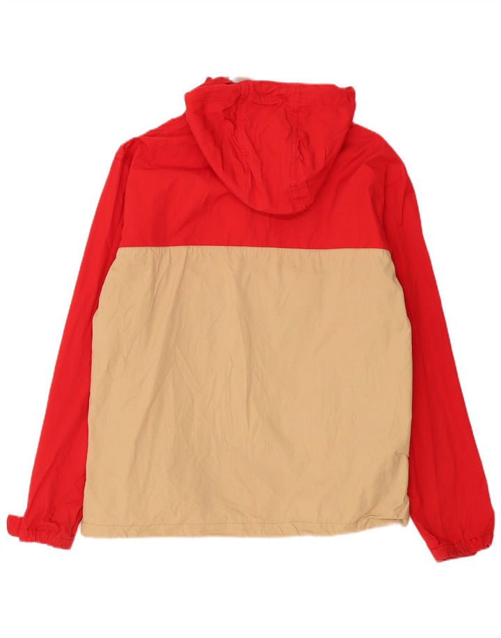 Flatbush Womens Hooded Anorak Jacket UK 16 Large Red Colourblock Cotton