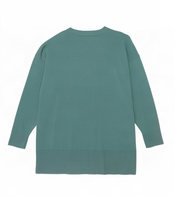 Massimo Dutti Womens Oversized Cardigan Sweater UK 10 Small Green Viscose