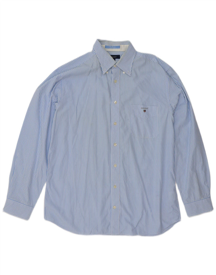 Gant Mens Regular Fit Shirt Large Blue Pinstripe Cotton