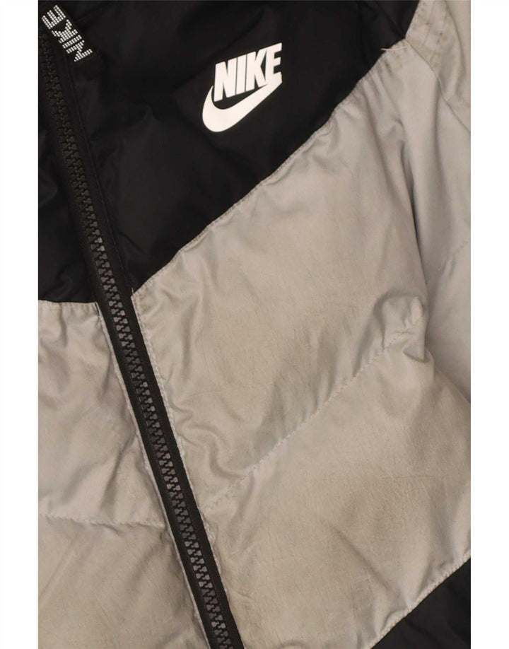 Nike Boys Hooded Padded Jacket 12-13 Years Large Black Colourblock