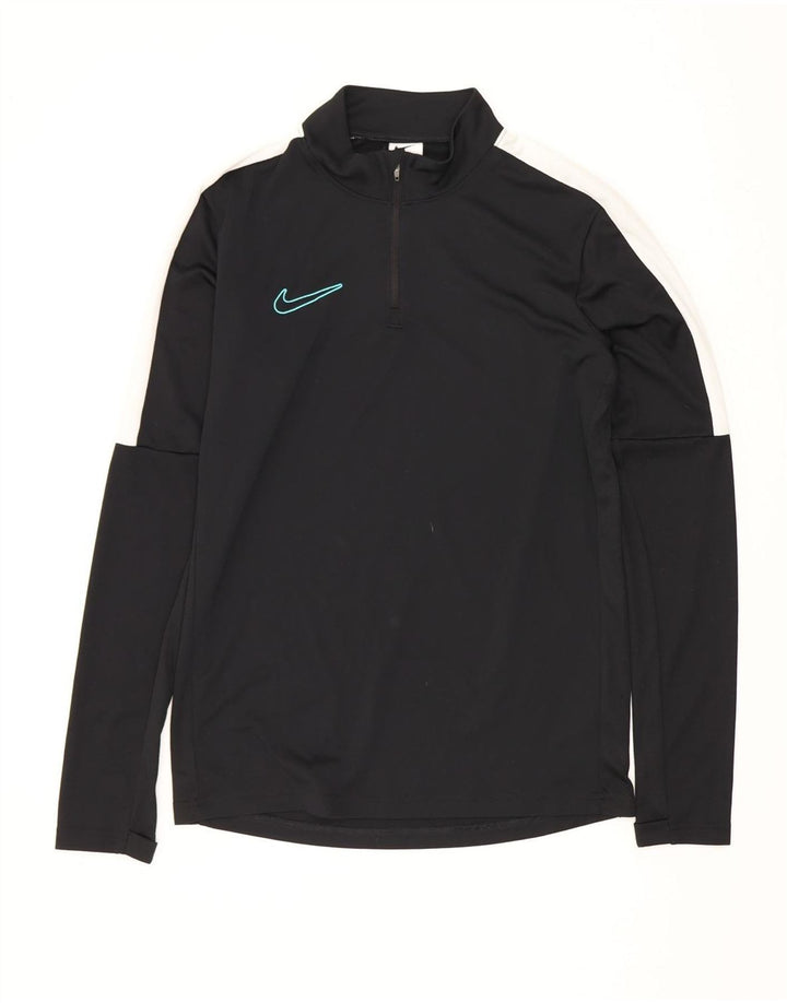 Nike Mens Dri Fit Zip Neck Top Long Sleeve Small Black Colourblock