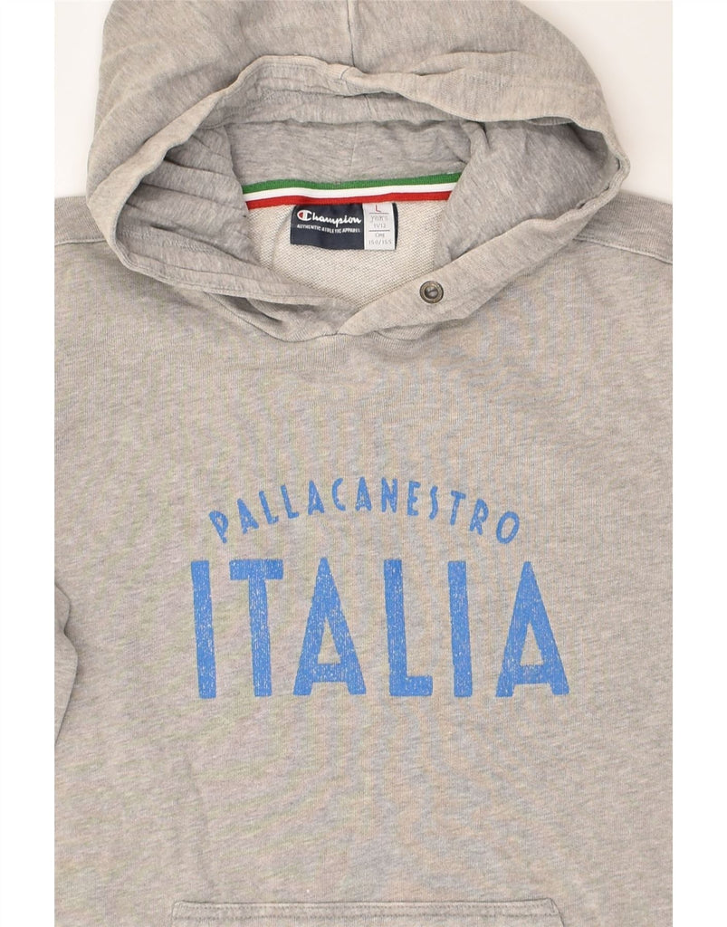 CHAMPION Boys Italia Graphic Hoodie Jumper 11-12 Years Large  Grey | Vintage Champion | Thrift | Second-Hand Champion | Used Clothing | Messina Hembry 