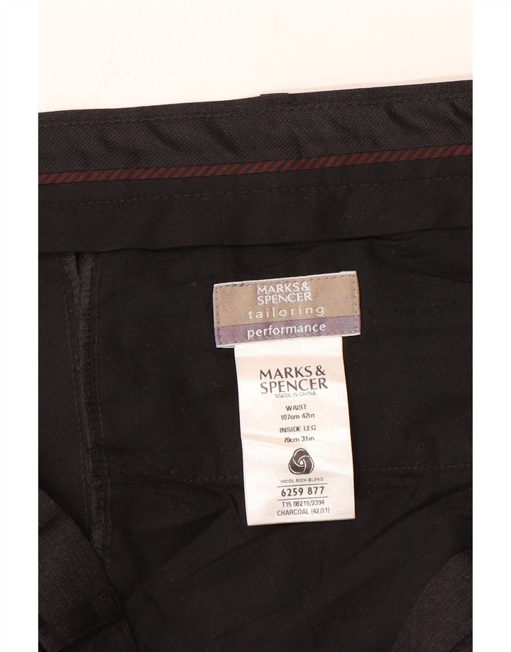 Marks & Spencer Mens Straight Suit Trousers Size 42 W42 L31 Grey