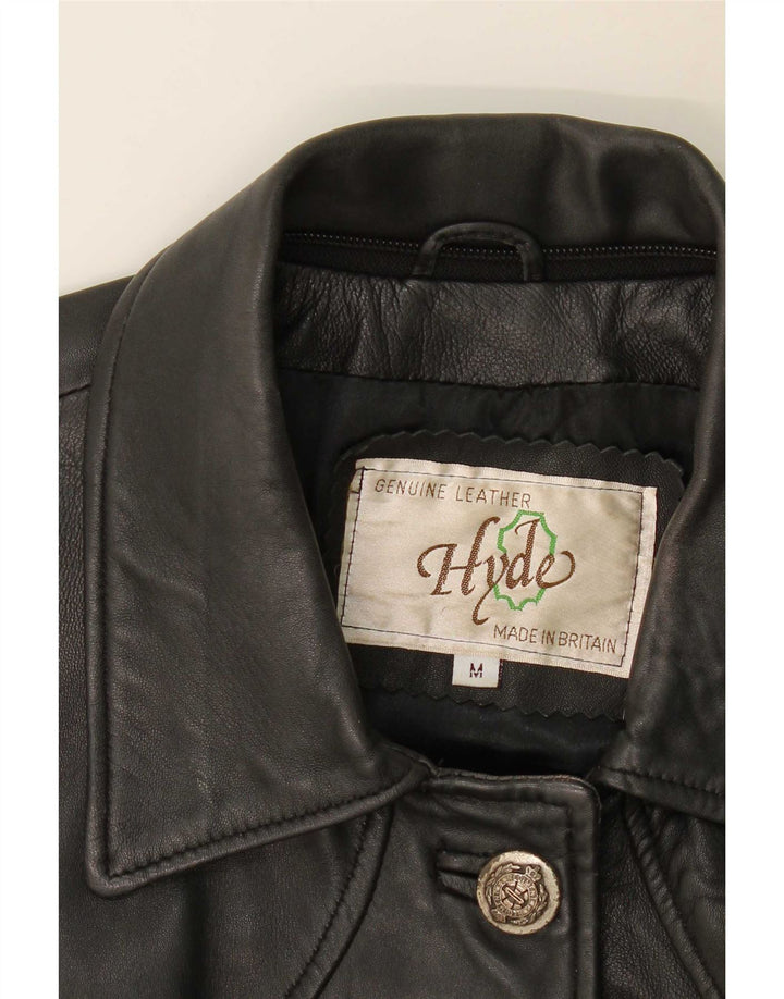 Hyde Womens Leather Coat UK 14 Medium Black