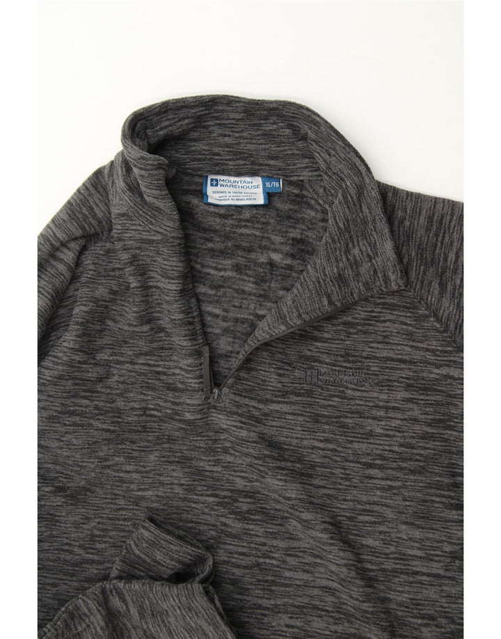 MOUNTAIN WAREHOUSE Mens Zip Neck Fleece Jumper XL Grey Flecked Polyester Vintage Mountain Warehouse and Second-Hand Mountain Warehouse from Messina Hembry 
