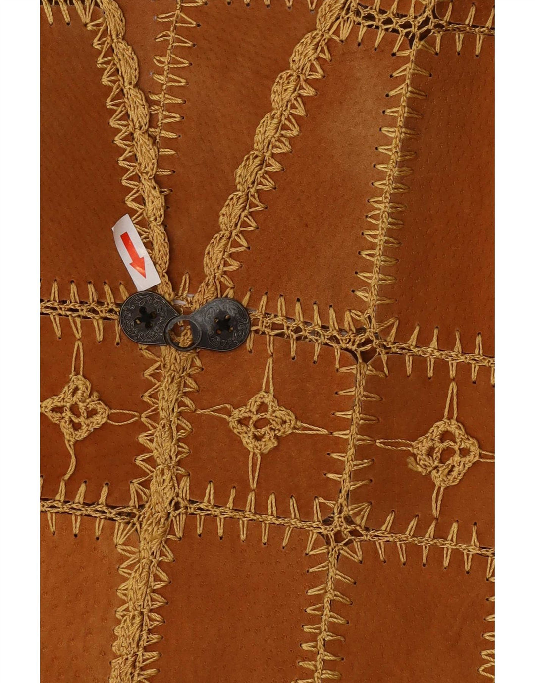Vintage Womens Suede Waistcoat XL Brown Patchwork