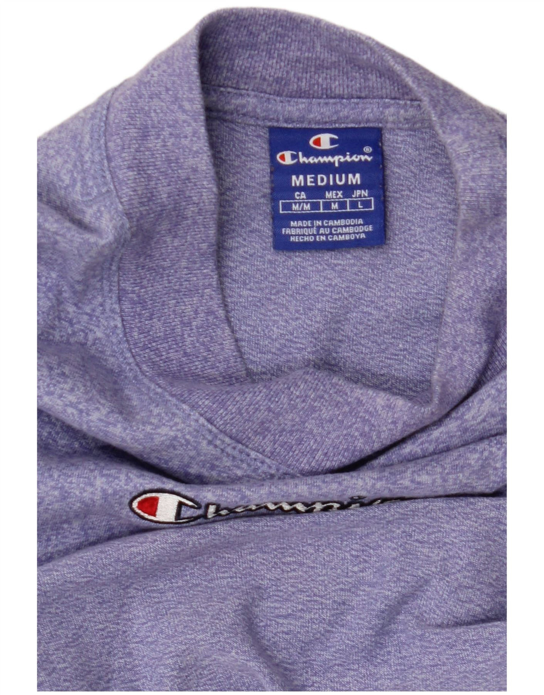 CHAMPION Womens Graphic T-Shirt Top UK 12 Medium Purple Flecked