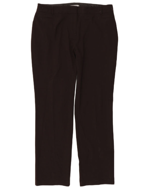 Marks & Spencer Womens Straight Casual Trousers UK 14 Medium W34 L29 Brown