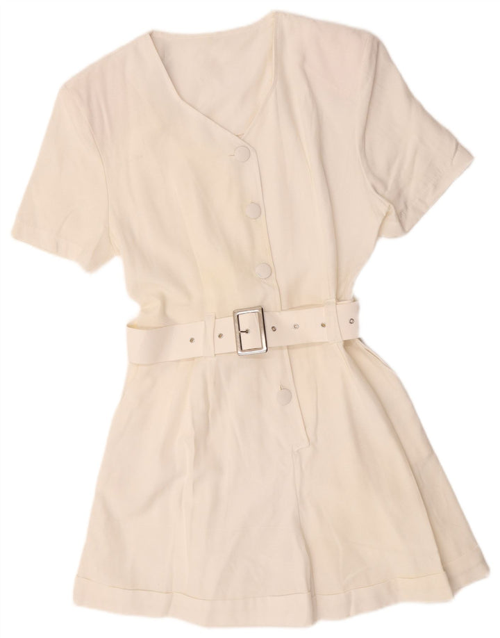 Vintage Womens Playsuit UK 12 Medium White Viscose