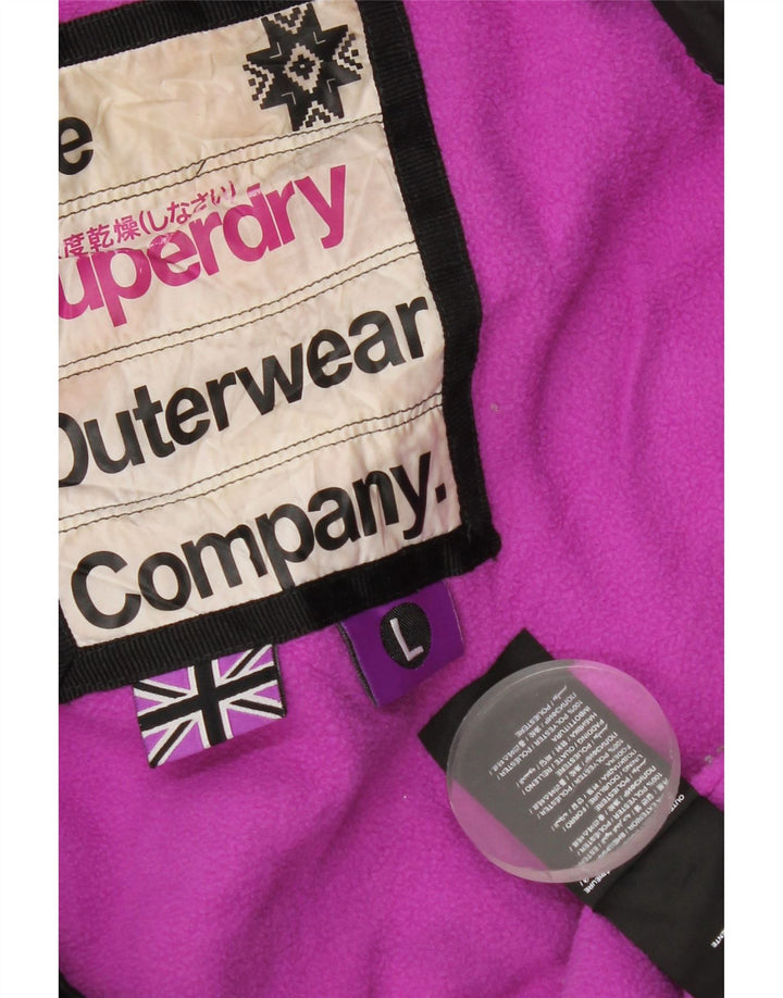 Superdry Womens Hooded Padded Jacket UK 40 Large Black Polyester