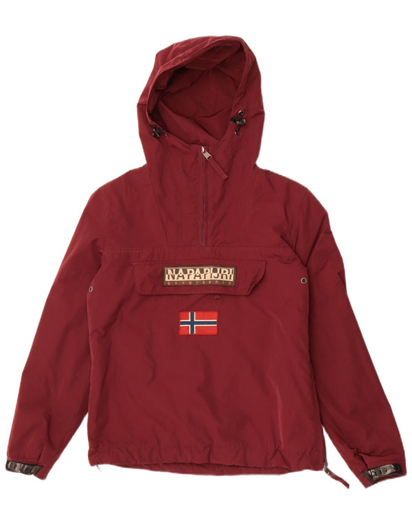 Napapijri Mens Hooded Anorak Jacket UK 36 Small Maroon Polyester