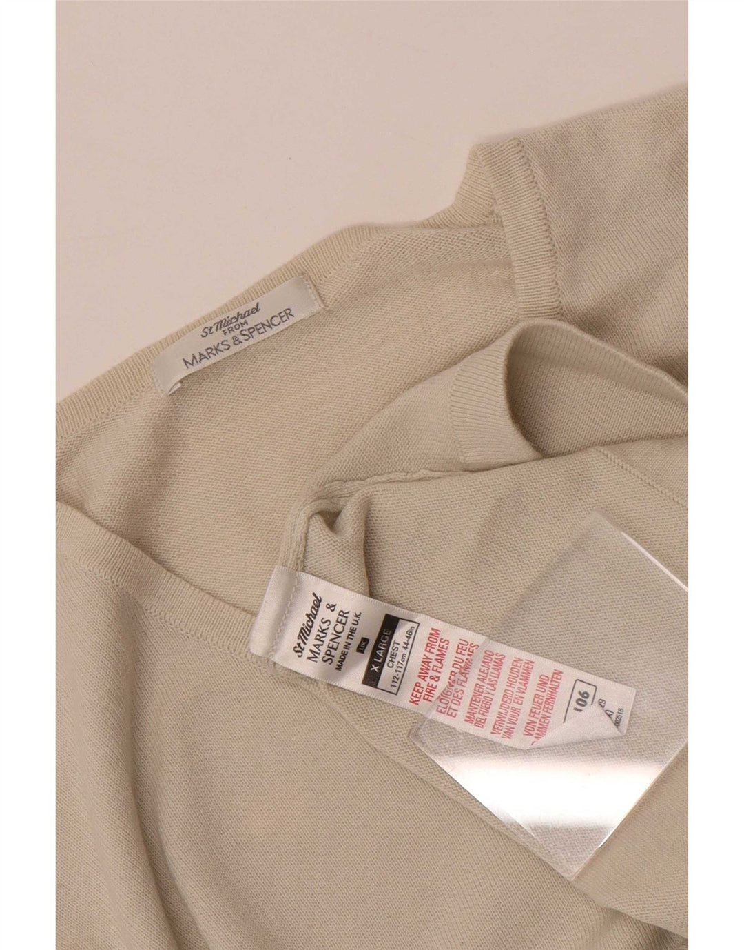 Marks & Spencer Mens Top Long Sleeve XL Beige Cotton