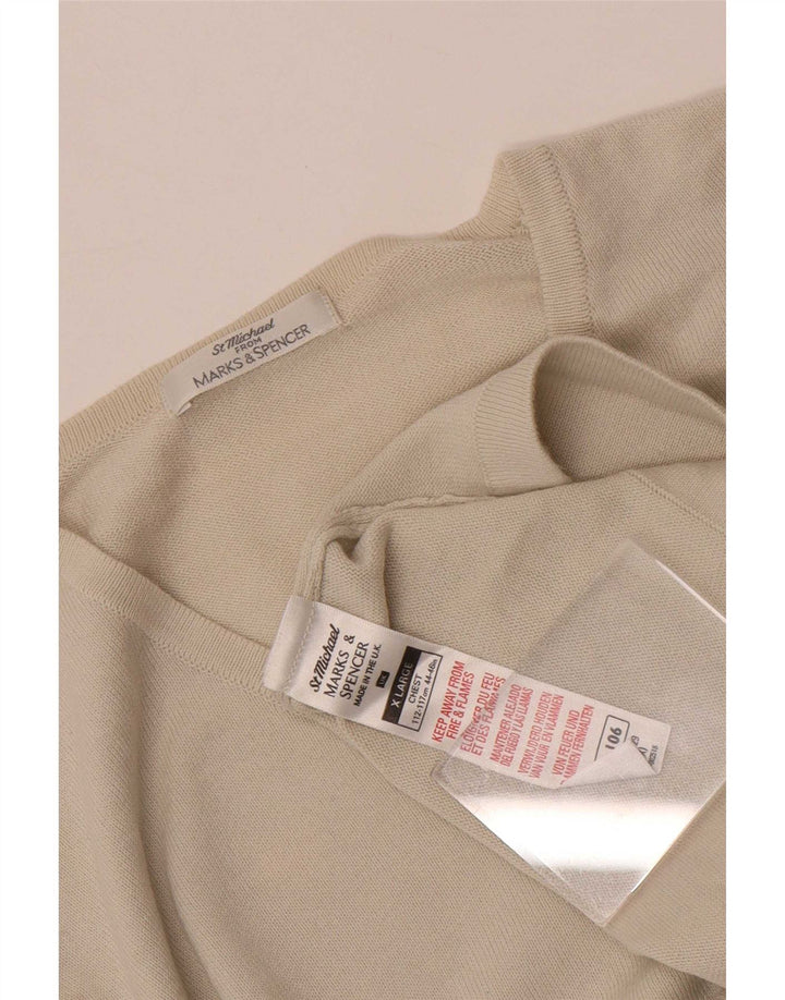 Marks & Spencer Mens Top Long Sleeve XL Beige Cotton
