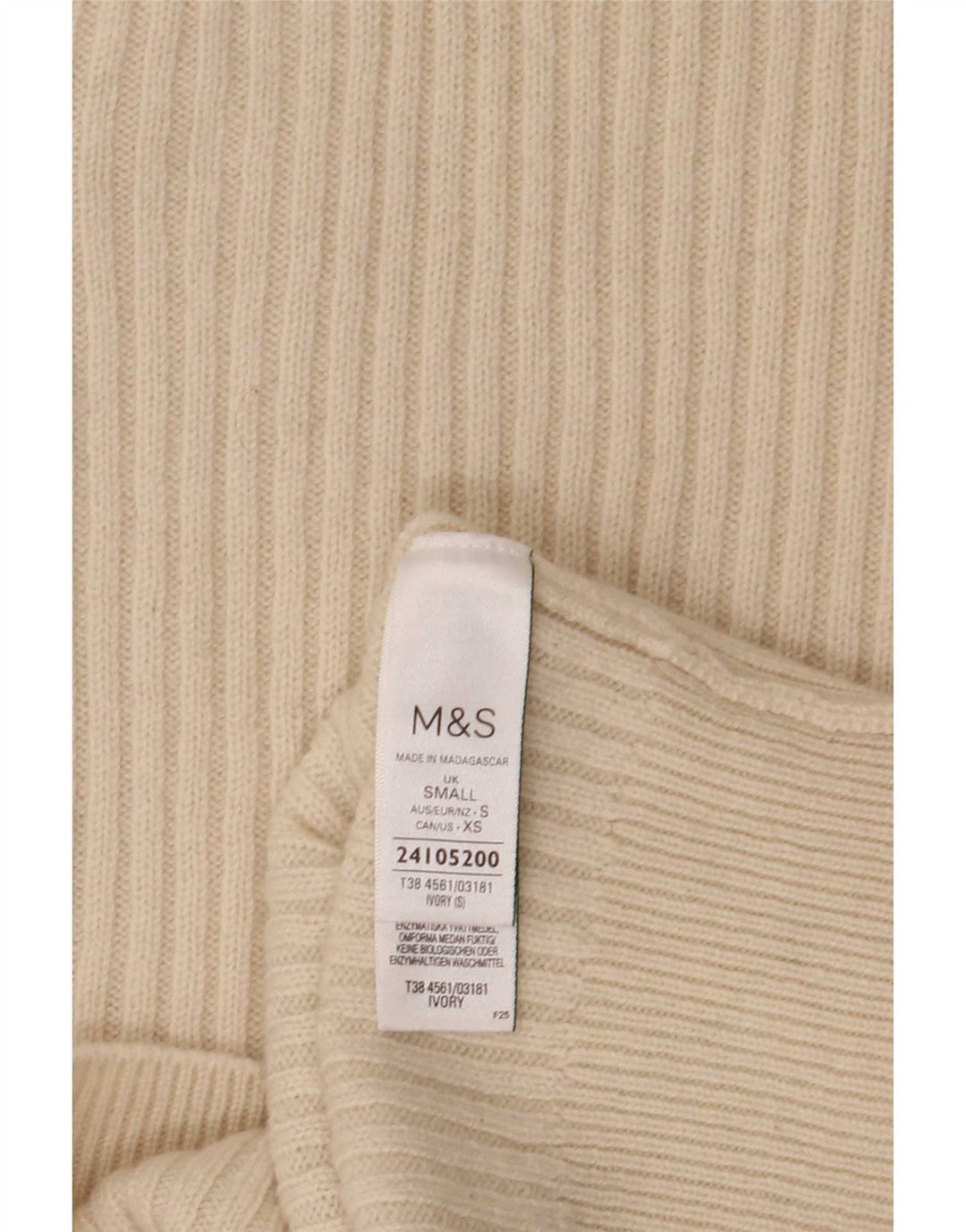 Marks & Spencer Womens Vest Tank Top UK 10 Small Beige Merino Wool