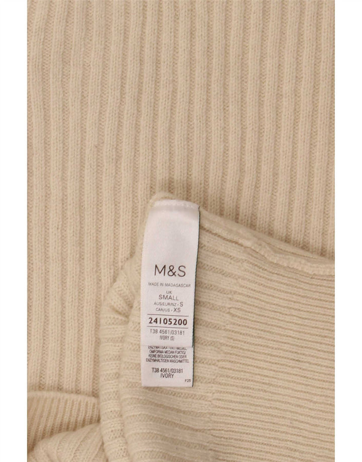 Marks & Spencer Womens Vest Tank Top UK 10 Small Beige Merino Wool