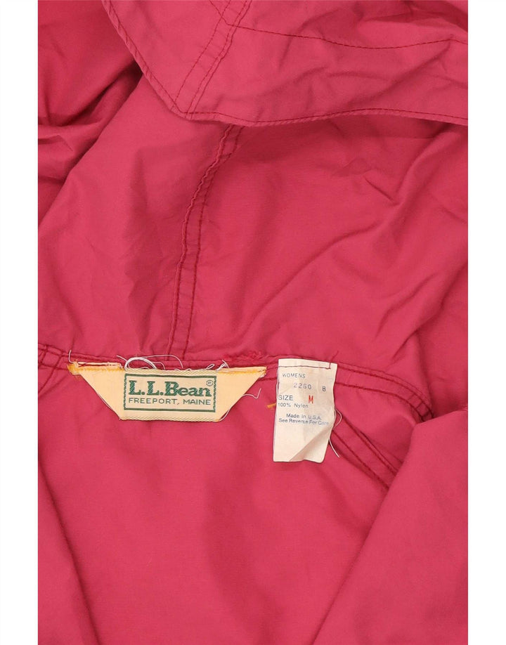 L.L.Bean Womens Hooded Pullover Rain Jacket UK 14 Medium Pink Nylon