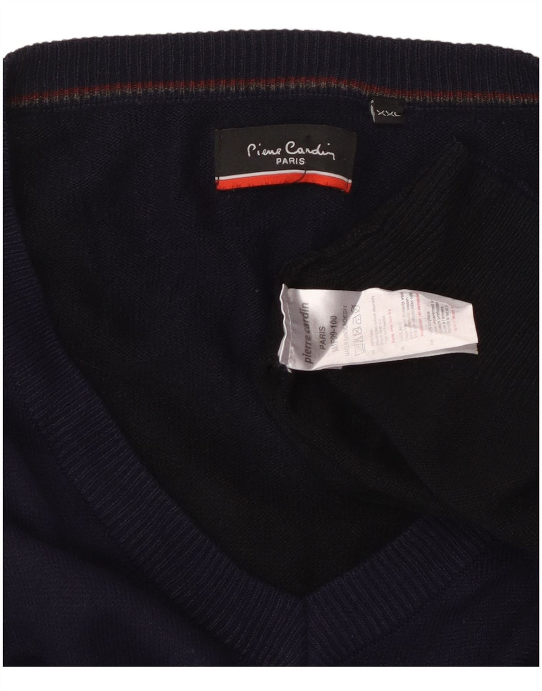 PIERRE CARDIN Mens V-Neck Jumper Sweater 2XL Navy Blue Acrylic
