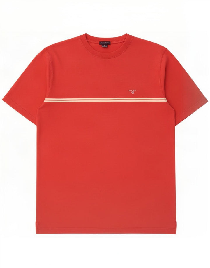 Gant Mens T-Shirt Top Large Red Striped Cotton