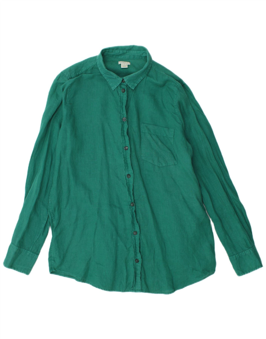 J. CREW Womens Shirt UK 14 Medium Green Linen