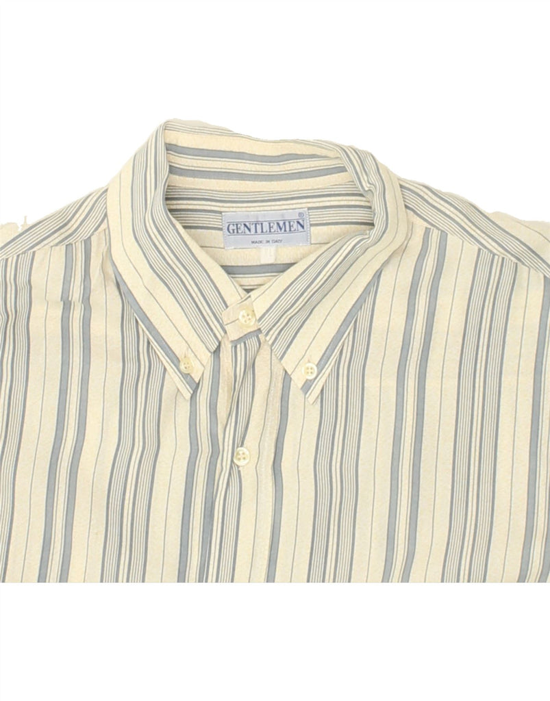 VINTAGE Mens Shirt XL Yellow Striped Viscose | Vintage Vintage | Thrift | Second-Hand Vintage | Used Clothing | Messina Hembry 