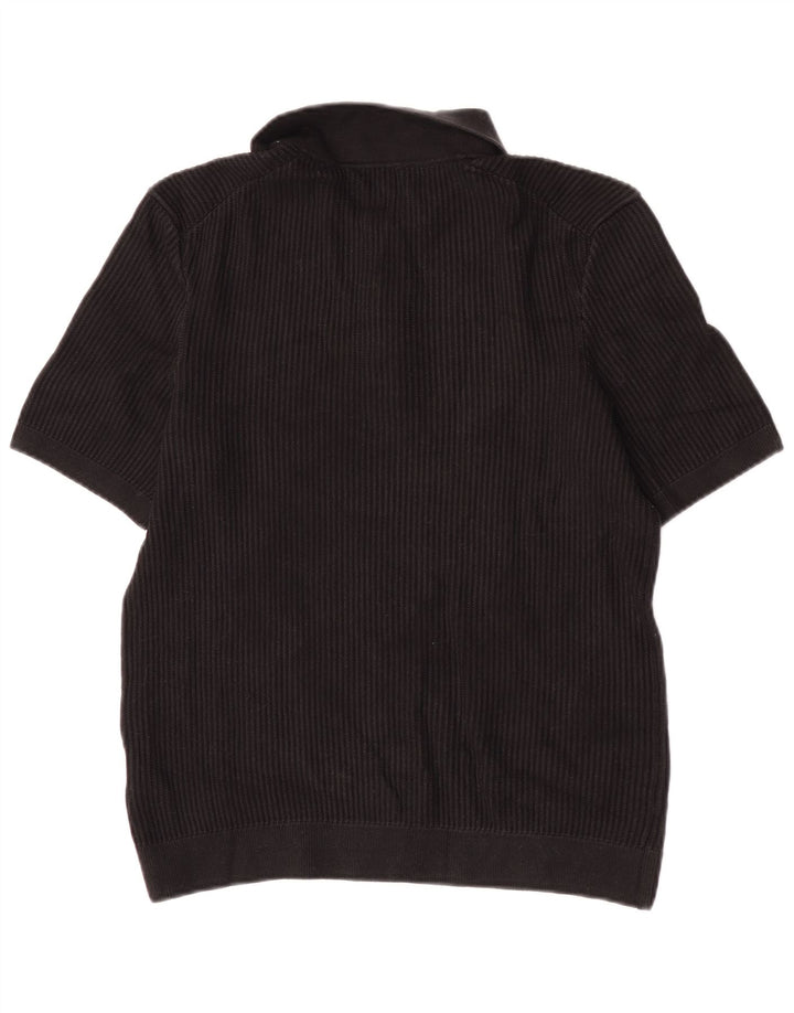 Cos Mens Regular Polo Shirt Small Black Cotton