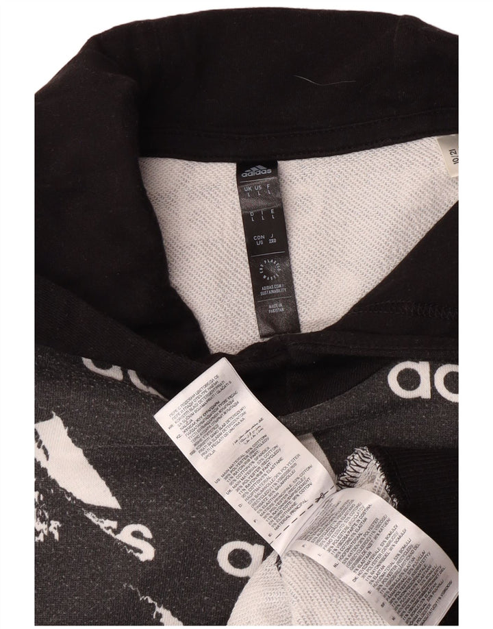 Adidas Mens Graphic Hoodie Jumper Large Grey Colourblock Cotton