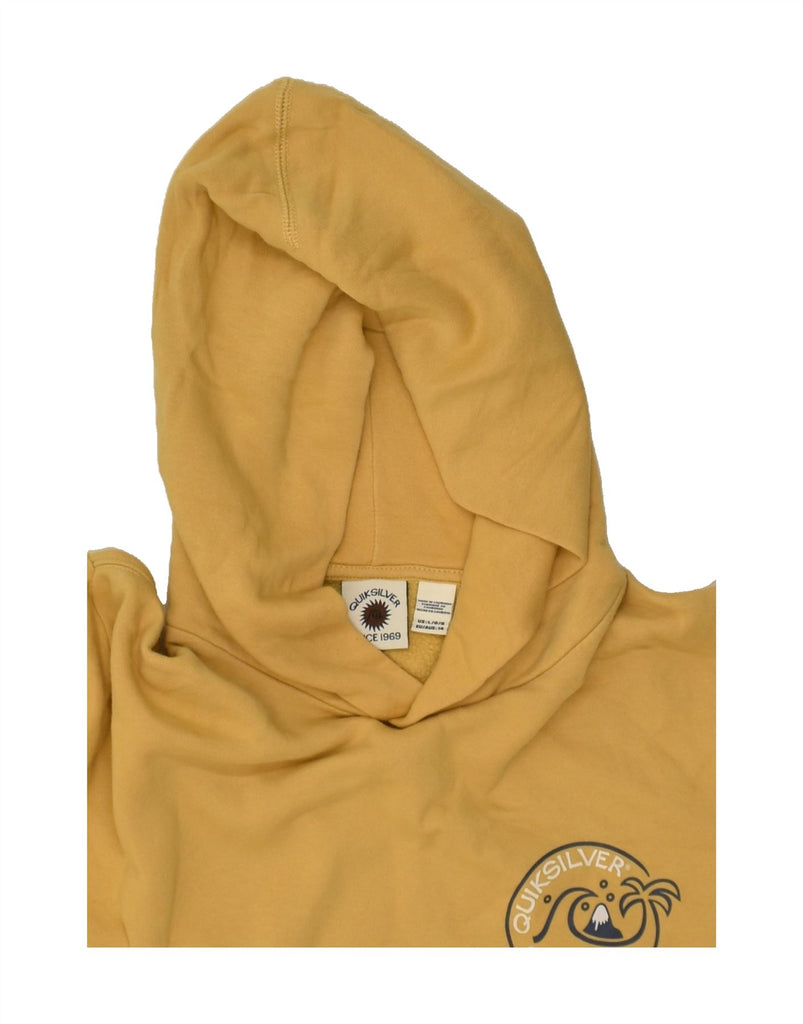 QUIKSILVER Womens Graphic Hoodie Jumper UK 16 Large Yellow Cotton | Vintage Quiksilver | Thrift | Second-Hand Quiksilver | Used Clothing | Messina Hembry 