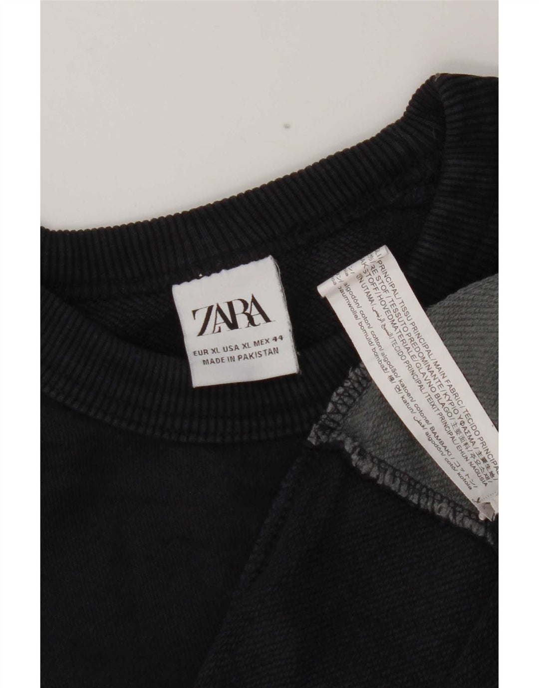 Zara Mens Sweatshirt Jumper XL Navy Blue Colourblock Cotton