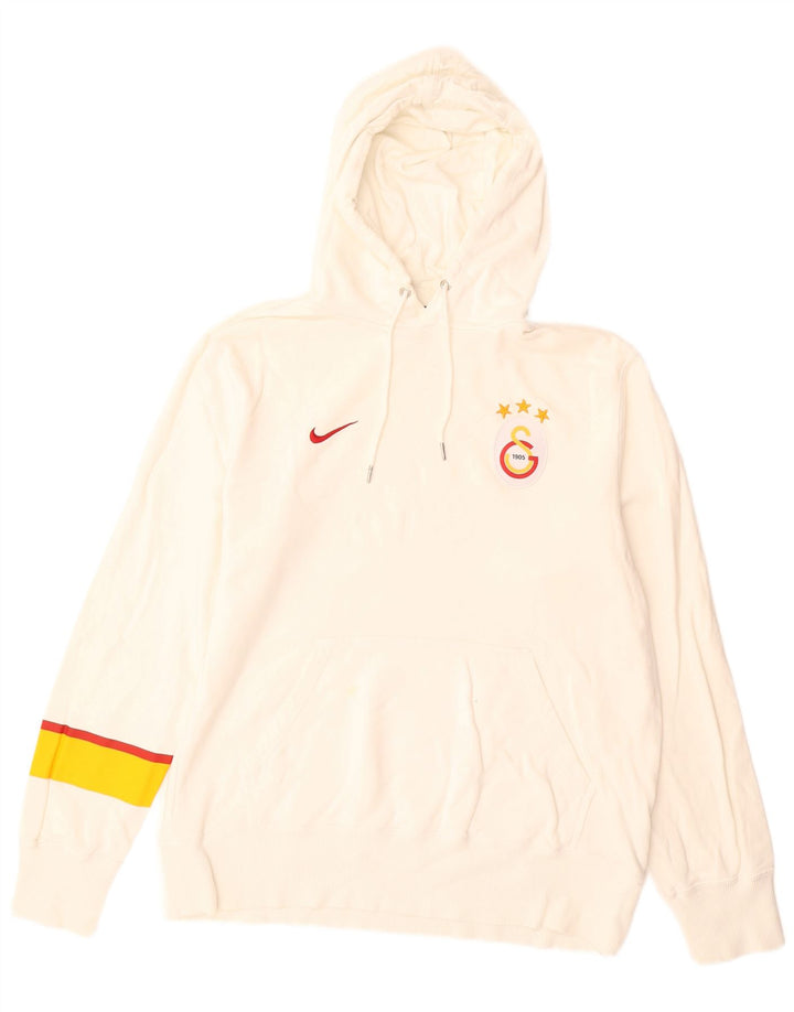 Nike Mens Graphic Hoodie Jumper Medium White Colourblock Cotton