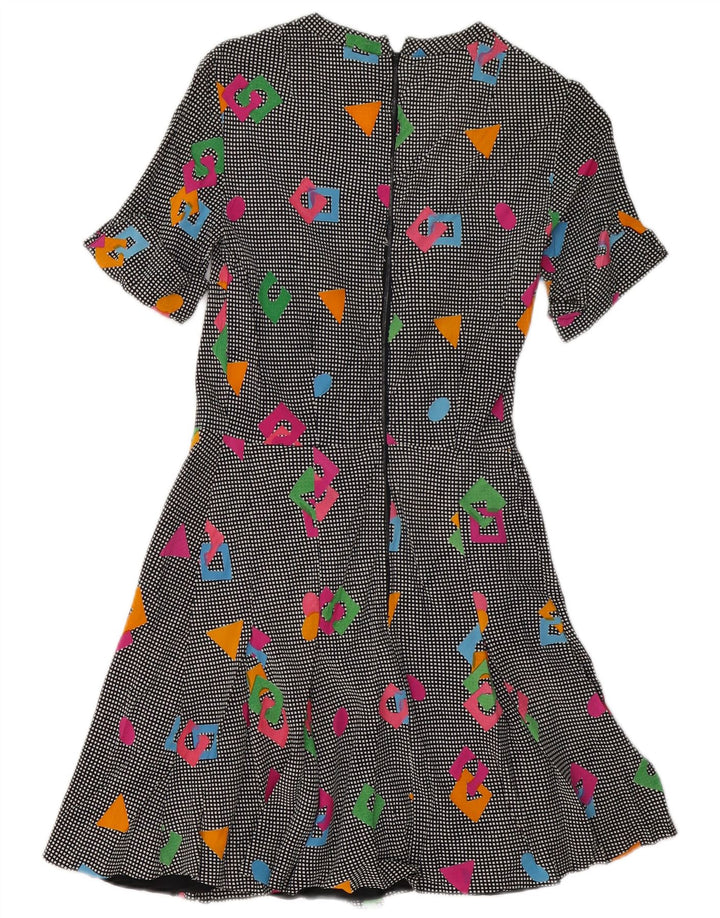 Vintage Womens A-Line Dress UK 8 Small Multicoloured Geometric