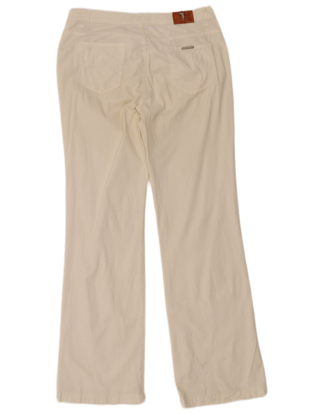 TRUSSARDI Womens Bootcut Casual Trousers W29 L31 Off White Cotton