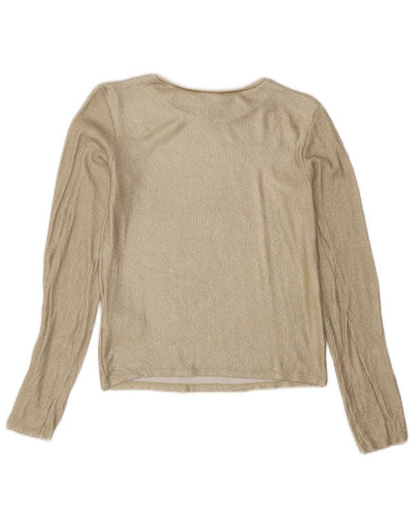 Zara Girls Top Long Sleeve 11-12 Years Gold Viscose