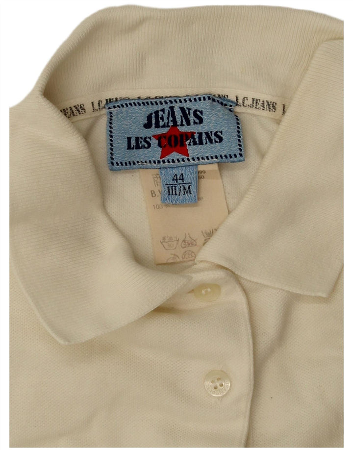Les Copains Womens Polo Shirt IT 44 Medium Off White Cotton