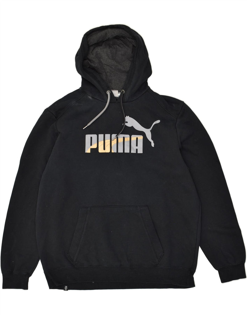 PUMA Mens Graphic Hoodie Jumper XL Black Cotton | Vintage Puma | Thrift | Second-Hand Puma | Used Clothing | Messina Hembry 