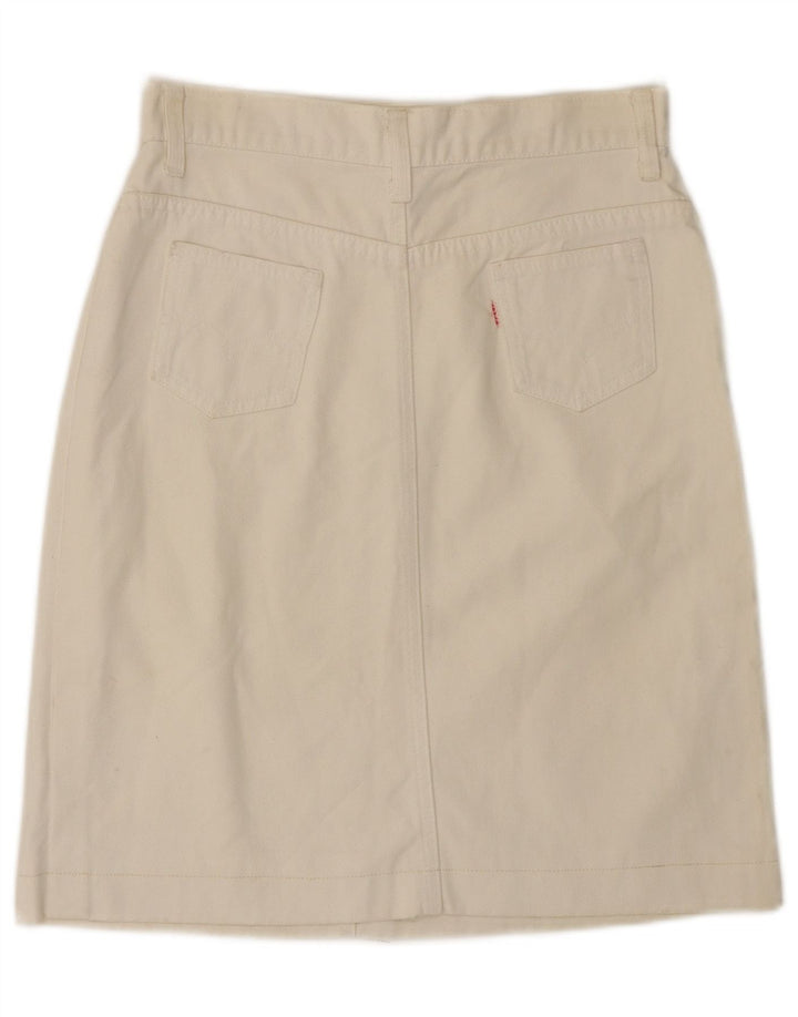 LEVI'S Womens Denim Skirt W26 Small Off White