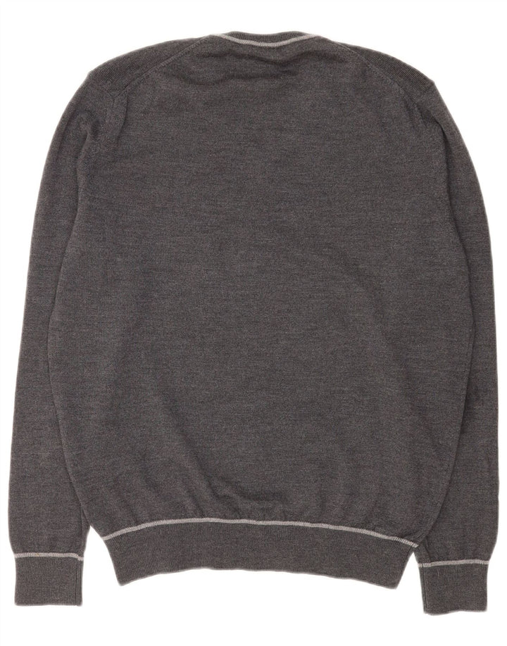 Marina Yachting Mens V-Neck Jumper Sweater Large Grey Wool