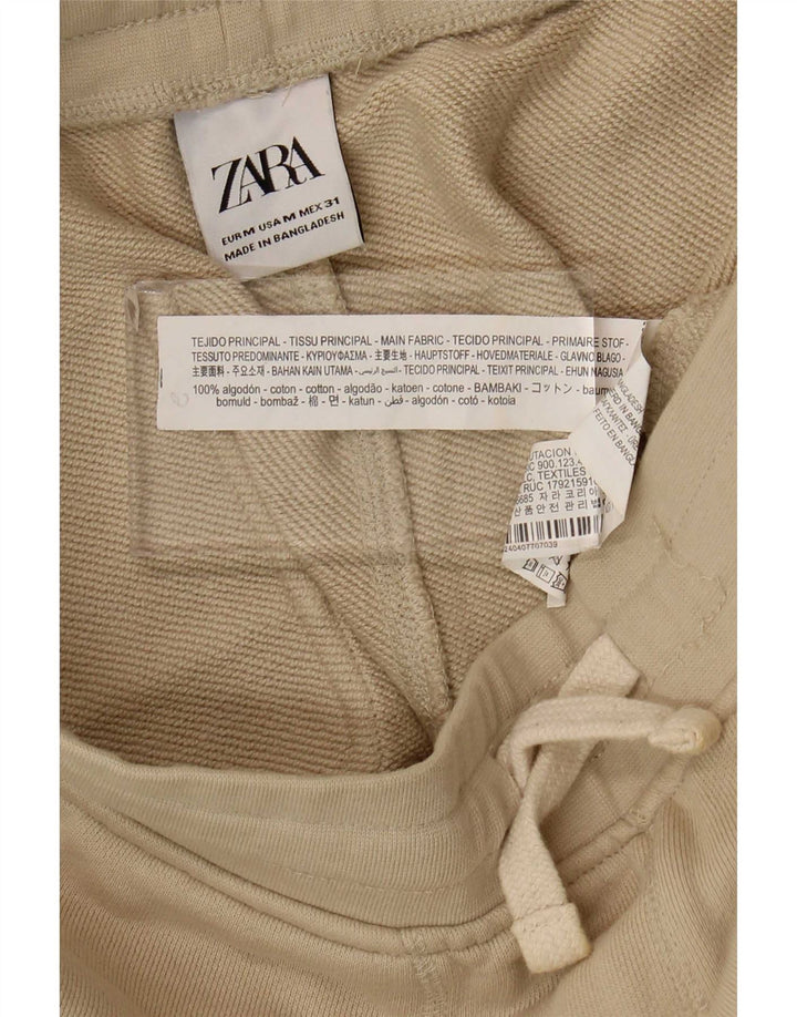 Zara Mens Tracksuit Trousers Joggers Medium Beige Cotton