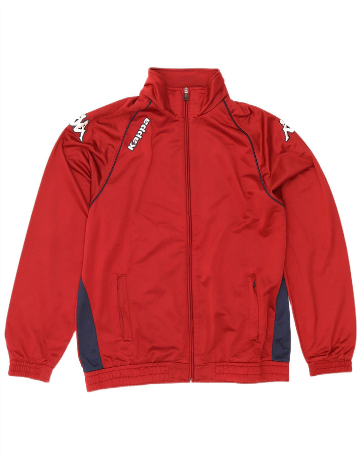 Kappa Mens Graphic Tracksuit Top Jacket Large Red Colourblock Polyester
