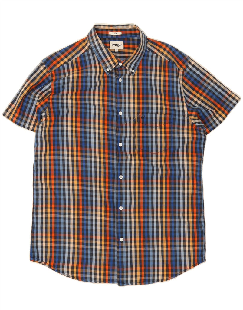 WRANGLER Mens Slim Short Sleeve Shirt XL Multicoloured Check Cotton Vintage Wrangler and Second-Hand Wrangler from Messina Hembry 