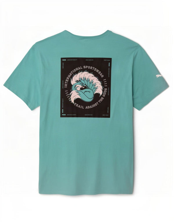 Puma Mens Graphic T-Shirt Top XL Turquoise Cotton