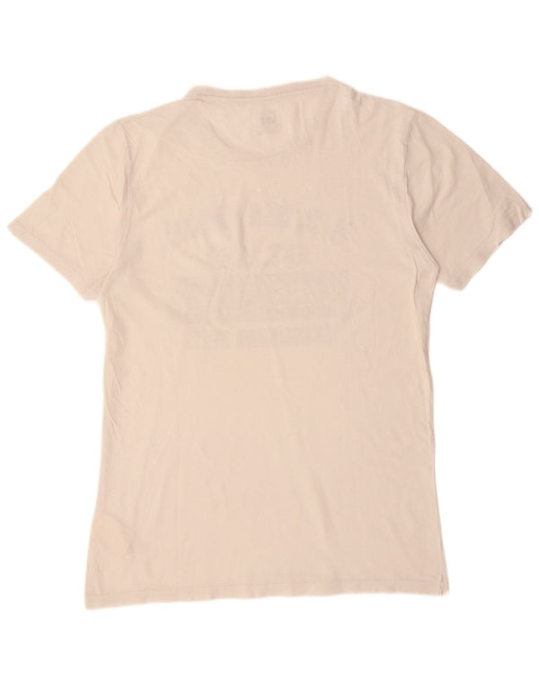 LEE Mens Regular Fit Graphic T-Shirt Top Medium Off White Cotton
