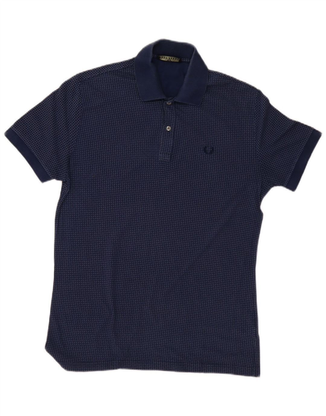 FRED PERRY Mens Polo Shirt XL Navy Blue Spotted Cotton