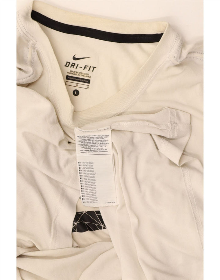 NIKE Mens Dri Fit Graphic T-Shirt Top Large White Polyester