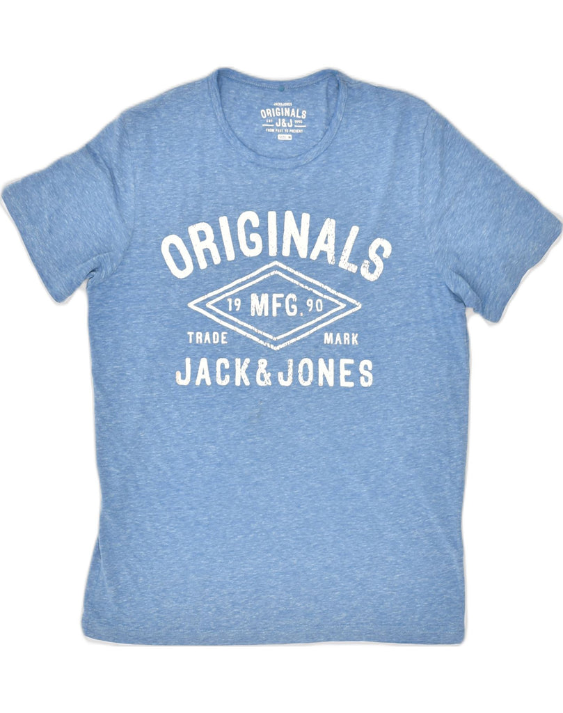 JACK & JONES Mens Graphic T-Shirt Top Medium Blue Flecked Cotton | Vintage Jack & Jones | Thrift | Second-Hand Jack & Jones | Used Clothing | Messina Hembry 