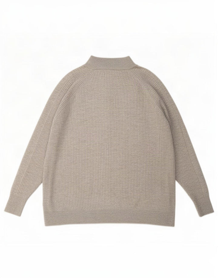 Marks & Spencer Womens Oversized Zip Neck Jumper Sweater UK 18 XL Grey